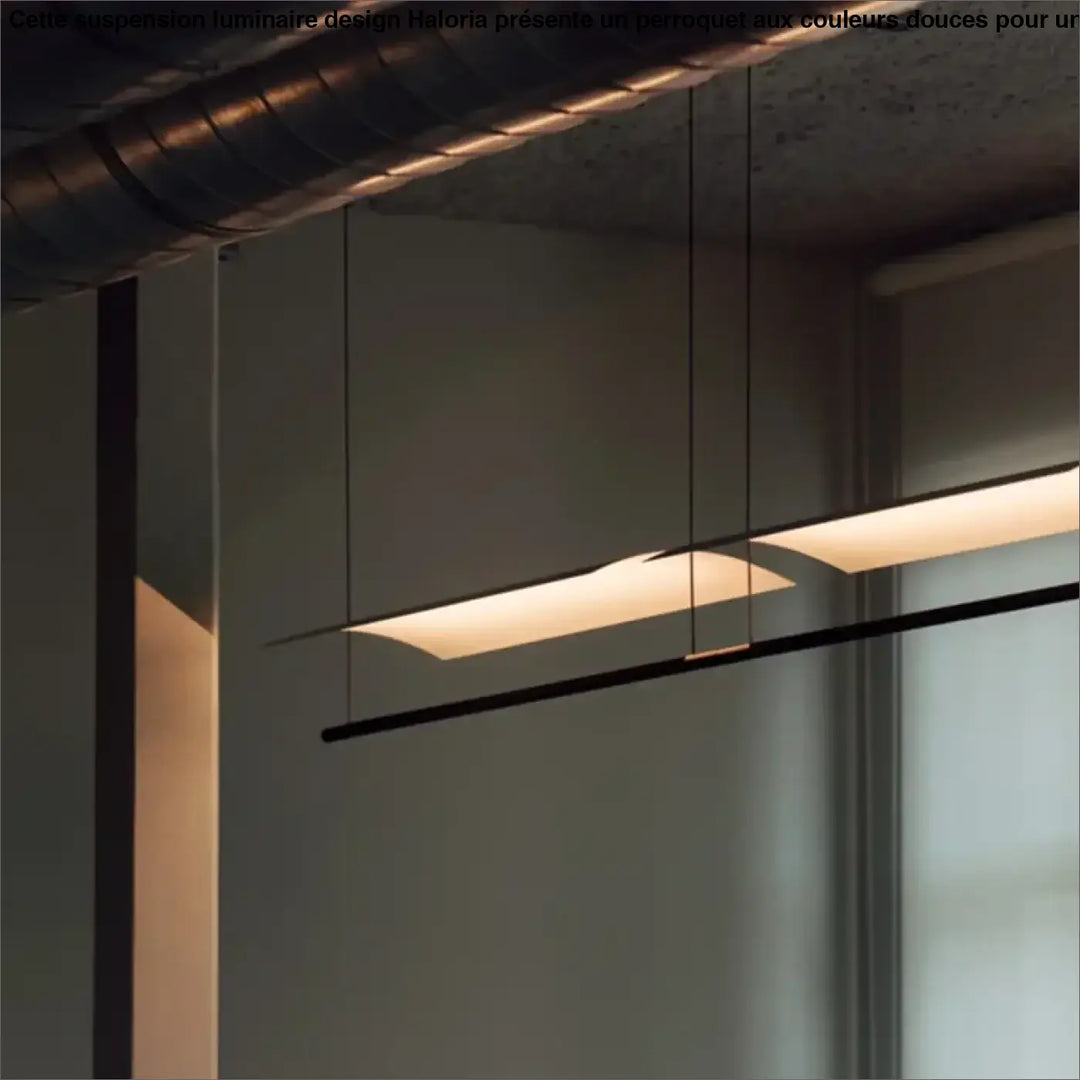 Suspension luminaire moderne en métal noir avec éclairage led diffus chaleureux pour salle à manger