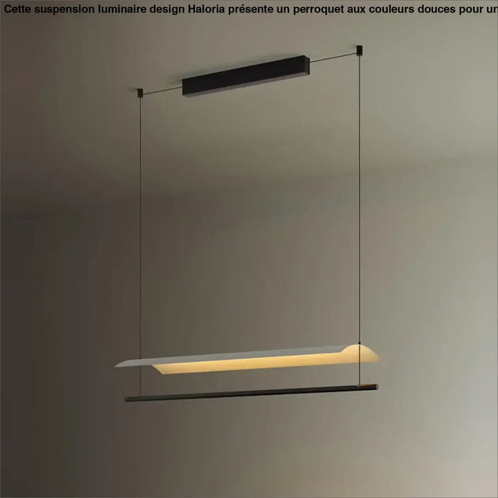 Suspension luminaire soy moderne minimaliste avec structure noire rectangulaire et panneau lumineux blanc chaud pour salle à manger