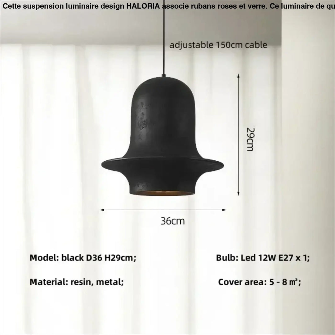 Suspension design noire cloche large moderne et unique