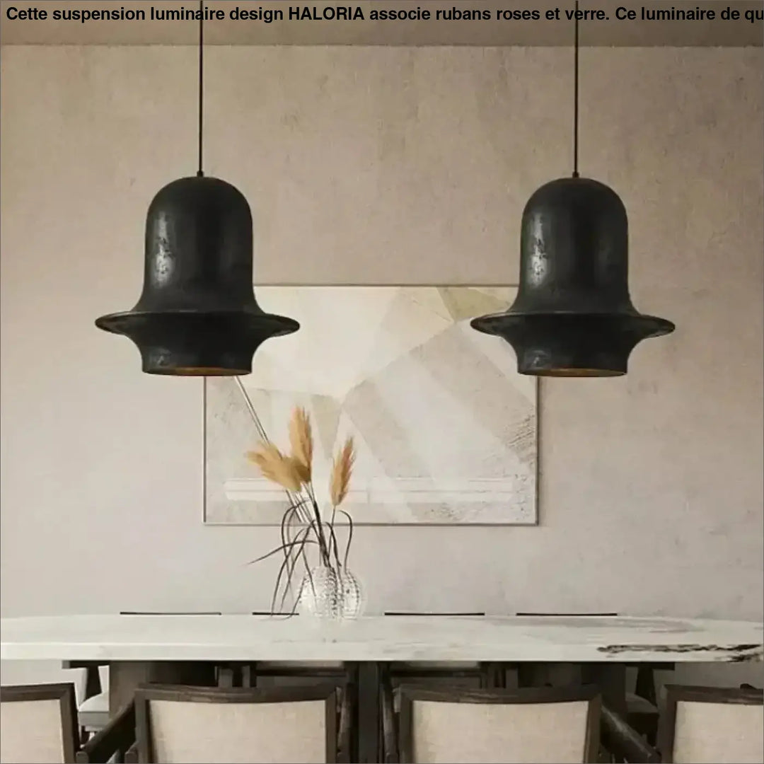 Suspension design noire cloche large moderne et unique
