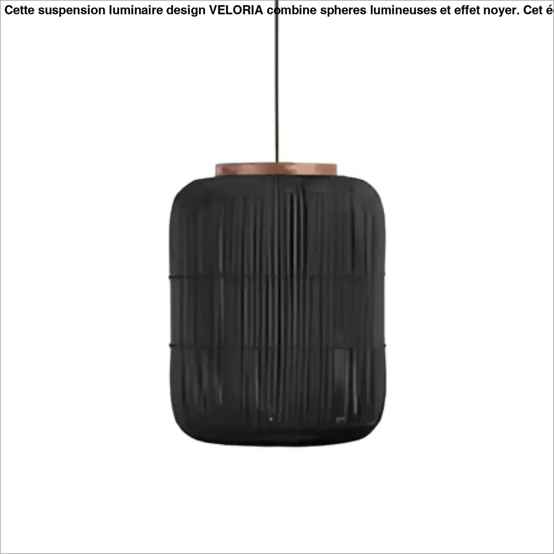 Suspension luminaire en rotin tissé noir avec dessus en métal cuivre pour décoration intérieure élégante