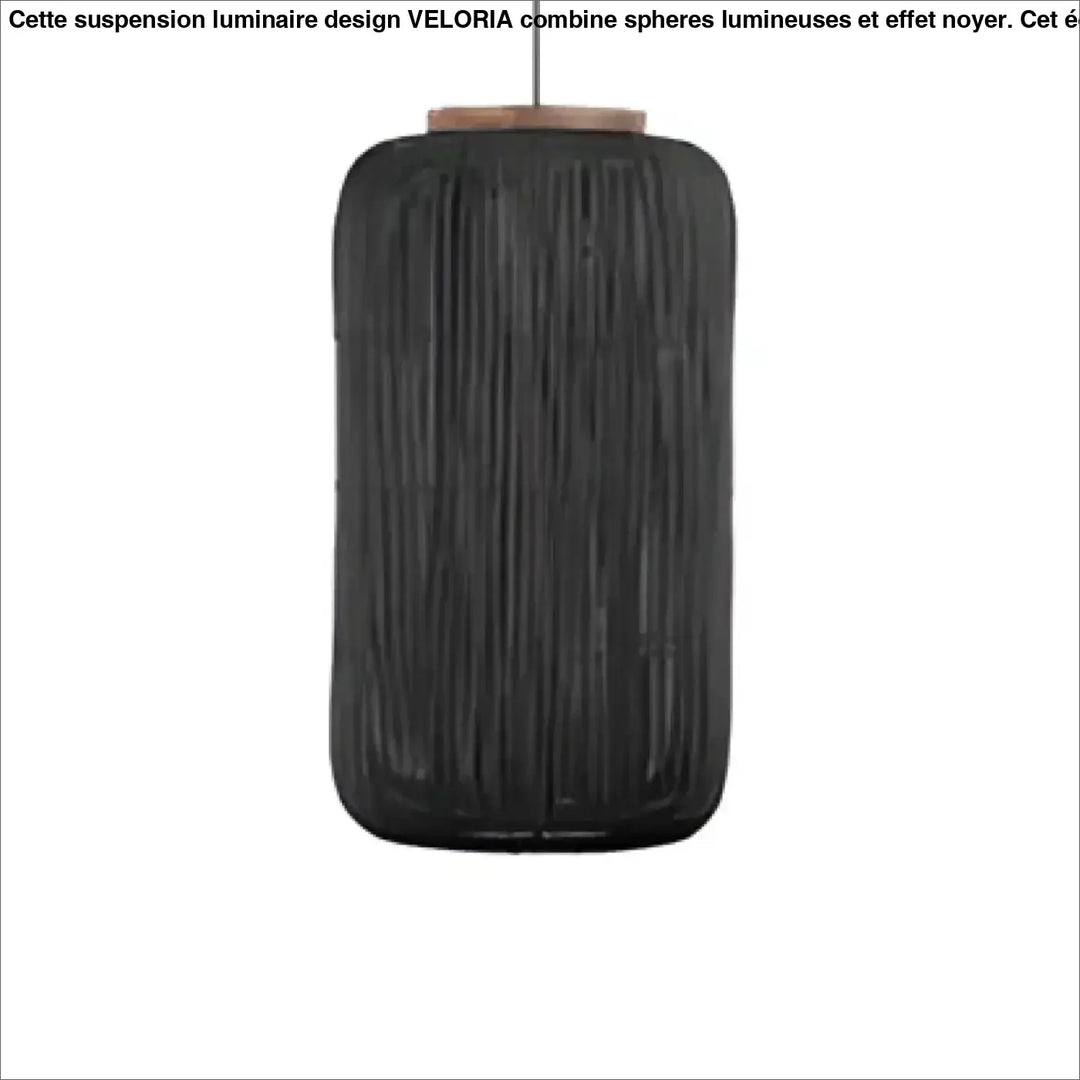 Suspension luminaire solea en rotin tissé noir avec sommier en bois pour décoration intérieure élégante