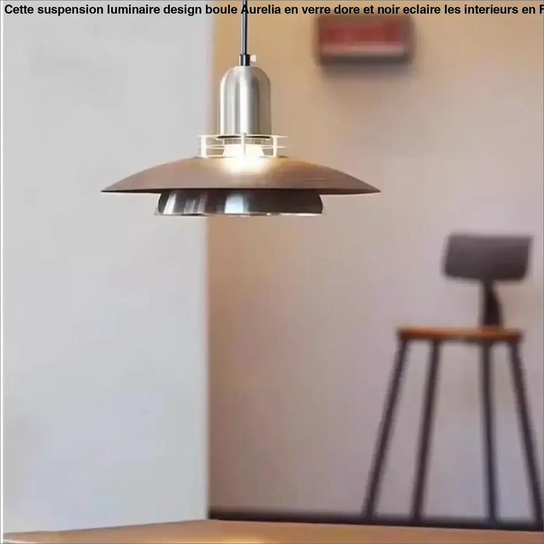Suspension luminaire moderne en bois et métal design épuré
