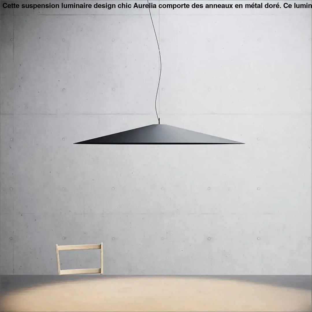 Suspension luminaire remah noir minimaliste en métal avec design conique suspendu par un cordon fin