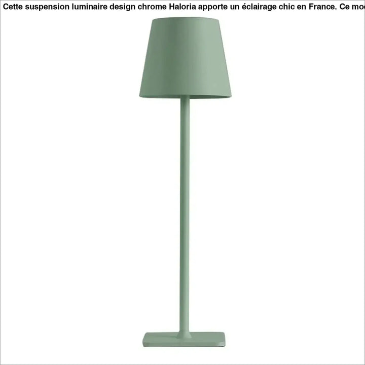Lampe de table contemporaine lucera en vert sauge mat avec abat-jour conique qui contribue à créer une ambiance élégante