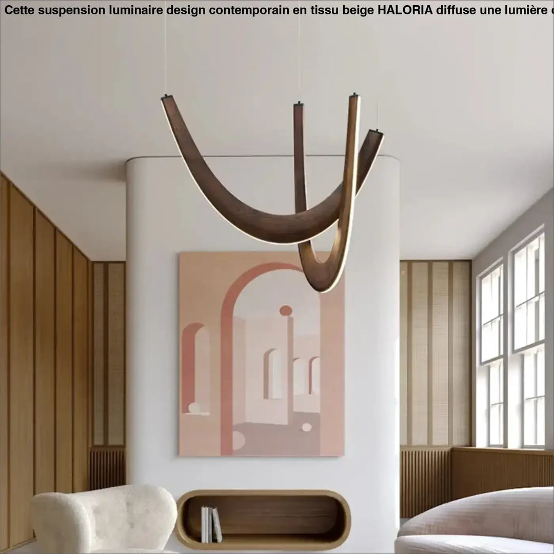 Suspension design organique en bois led contemporaine chic