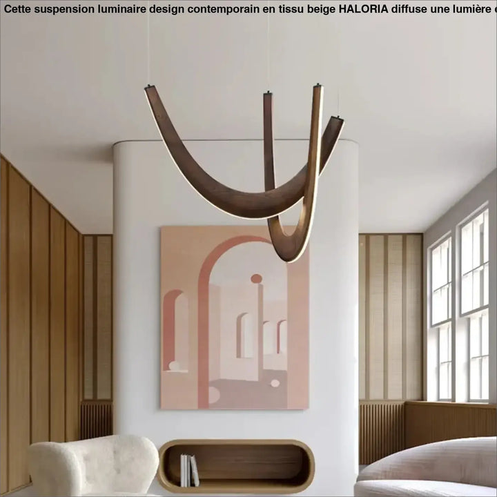 Suspension design organique en bois led contemporaine chic