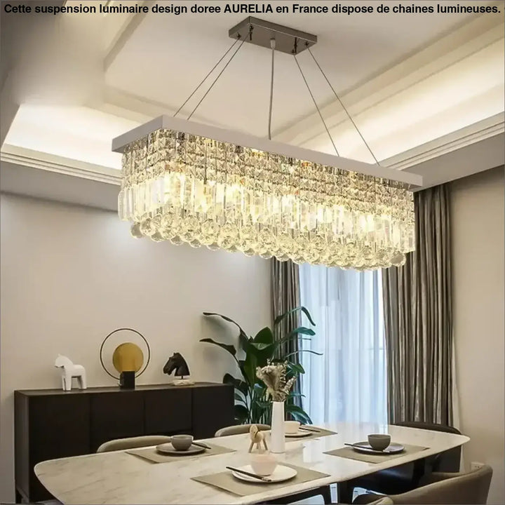 Suspension Rectangulaire Cristal Design Moderne Élégant

