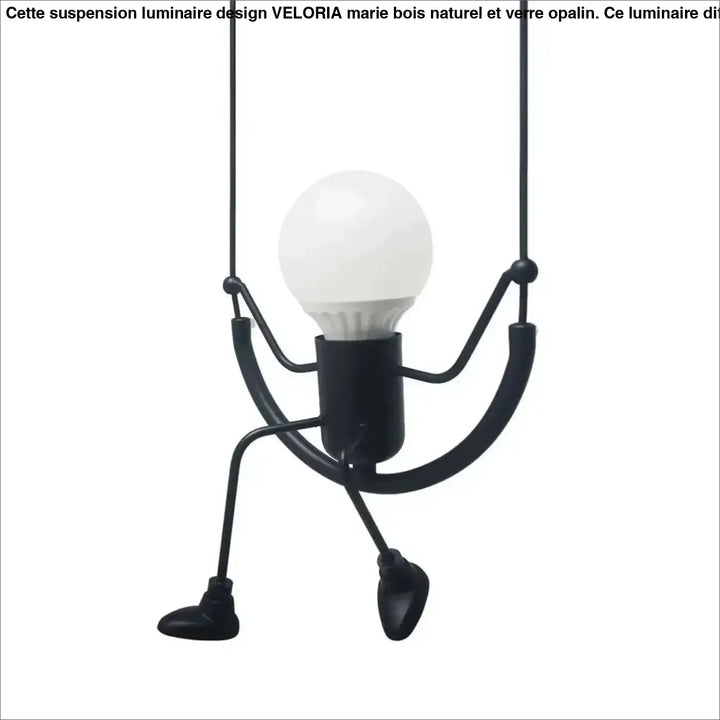Suspension luminaire alako en métal noir style balançoire avec ampoule en verre dépoli luminaire ludique