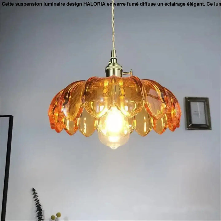 Suspension luminaire en verre motif floral au style élégant