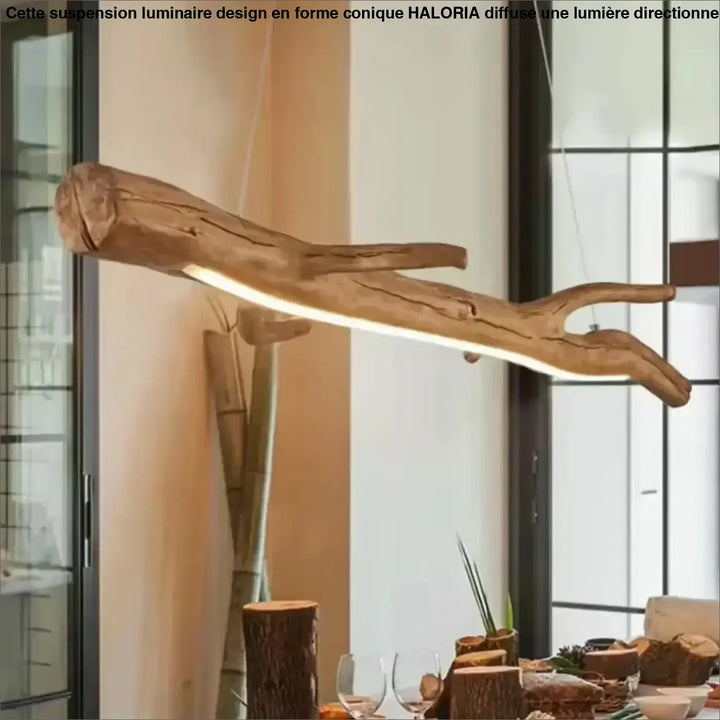 Suspension luminaire branche en bois brut naturel et chic