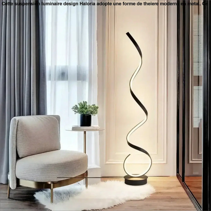 Lampadaire led spiry avec design ondulé en noir et blanc pour un éclairage moderne et élégant
