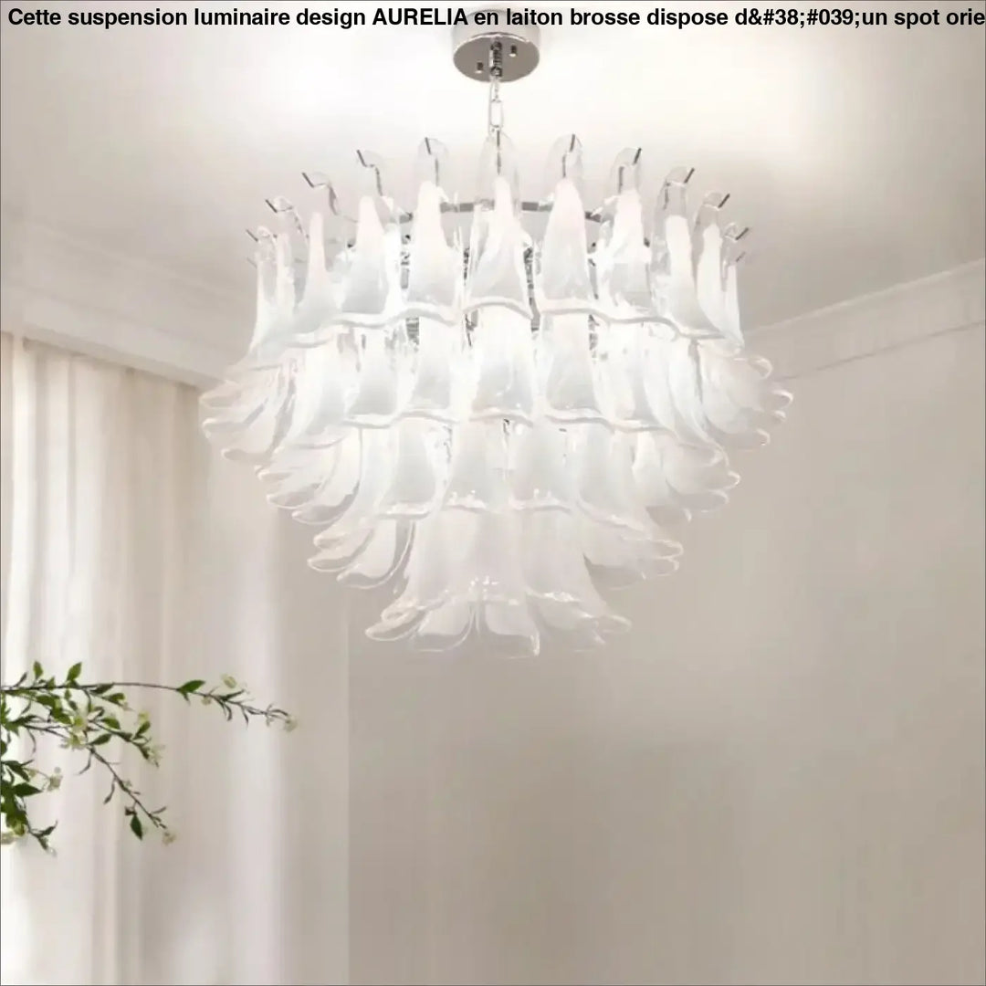 Suspension luminaire nymo avec verre soufflé blanc élégant et design suspension à élégance intemporelle chrome fini