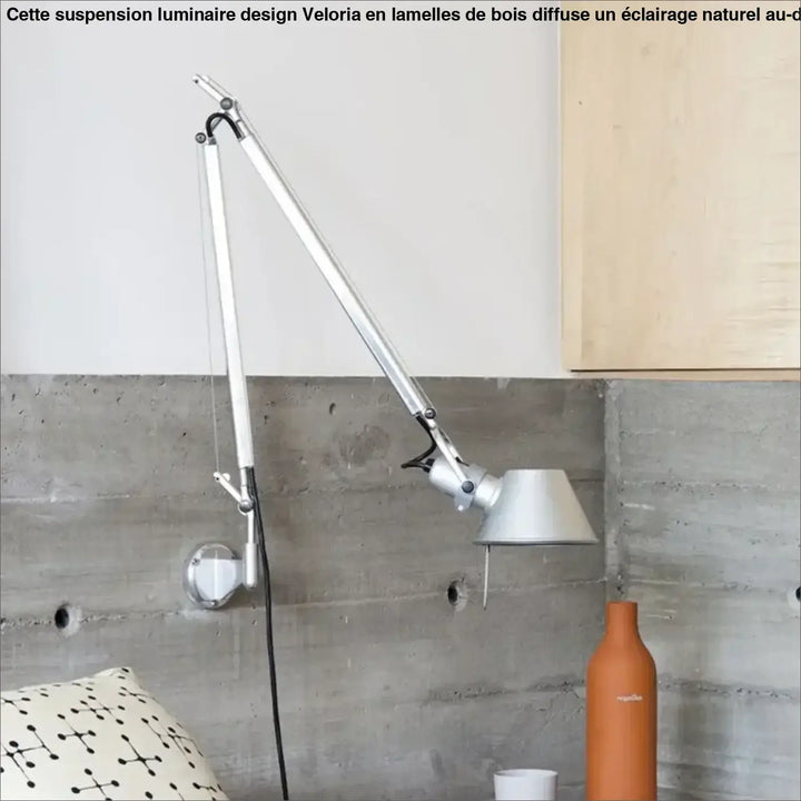 Liseuse murale articulée argent avec bras ajustable et abat-jour conique dans luminaire design suspension veloria