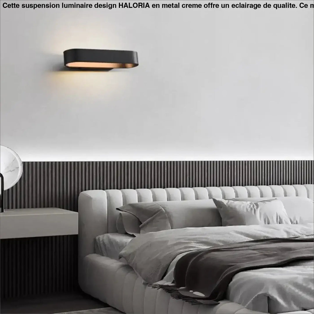 Applique murale moderne noire flarya avec design rectangulaire épuré et éclairage ambiant chaud pour murale moderne