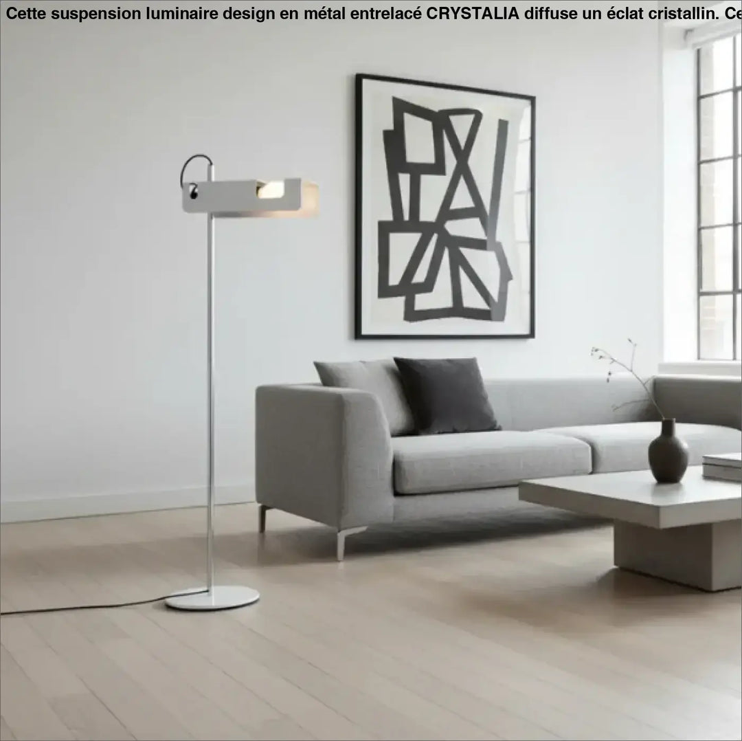 Lampadaire moderne orix avec finition métallique argentée et tête rectangulaire pour éclairage directionnel structure fine