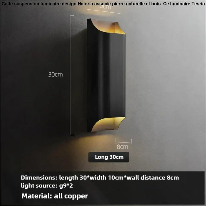 Applique murale design noir led éclairage ambiance