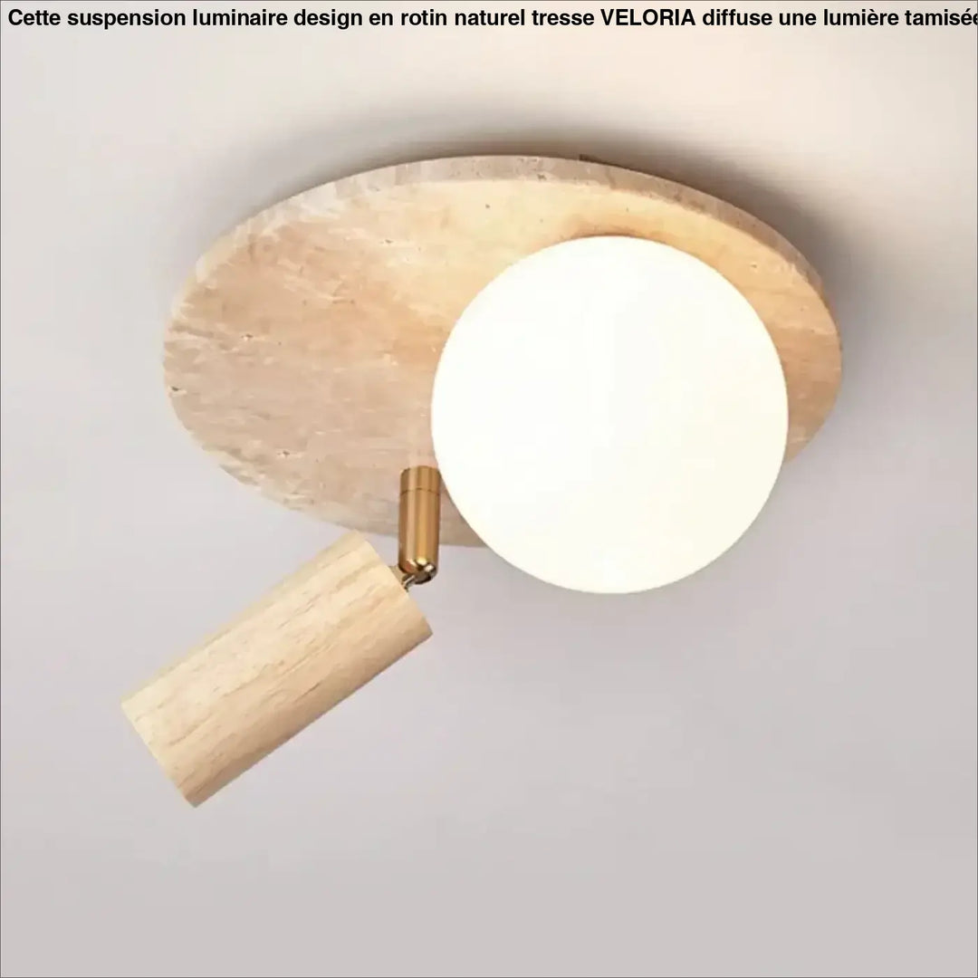 Plafonnier design élégant en pierre et bois moderne style