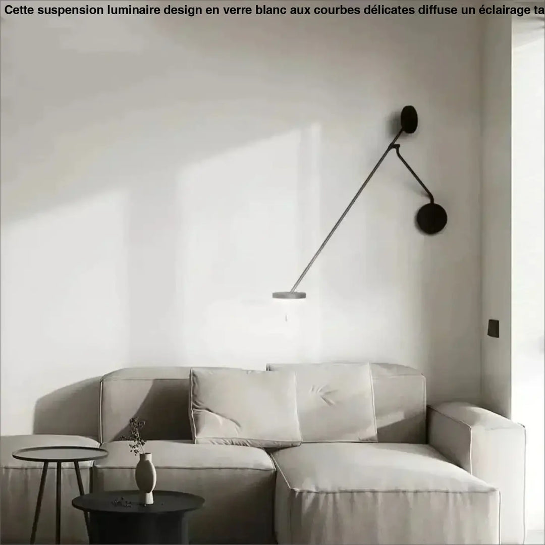 Applique murale noire minimaliste xalto avec bras long articulé et lumière directionnelle à doubles abat-jour circulaires
