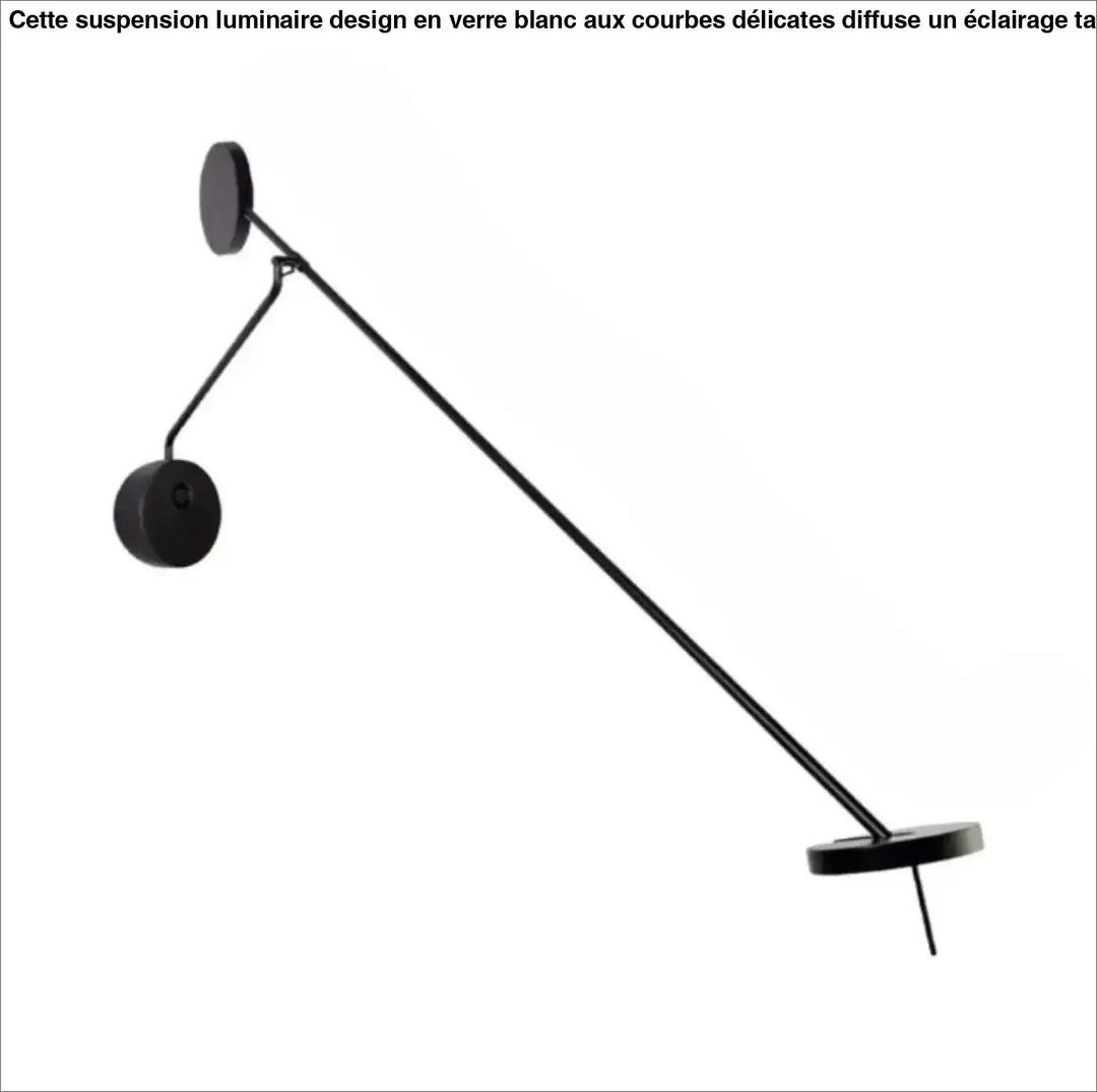 Applique murale noire minimaliste xalito avec bras long articulé et lumière directionnelle circulaire