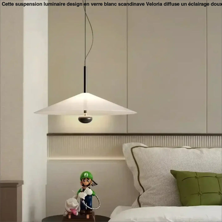 Suspension luminaire en verre blanc design épuré et moderne