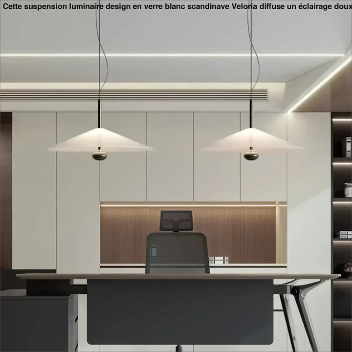 Suspension luminaire en verre blanc design épuré et moderne