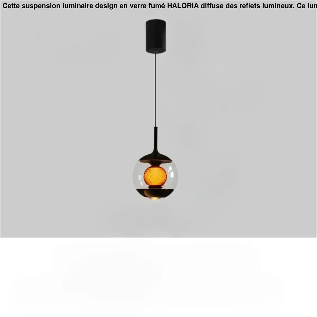 Suspension luminaire nexus avec globe en verre noir et ampoule texturée ambre pour luminosité variable élégante