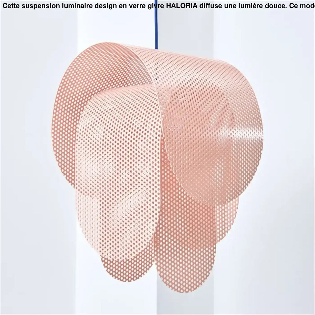 Suspension luminaire rose effet grillage au style original