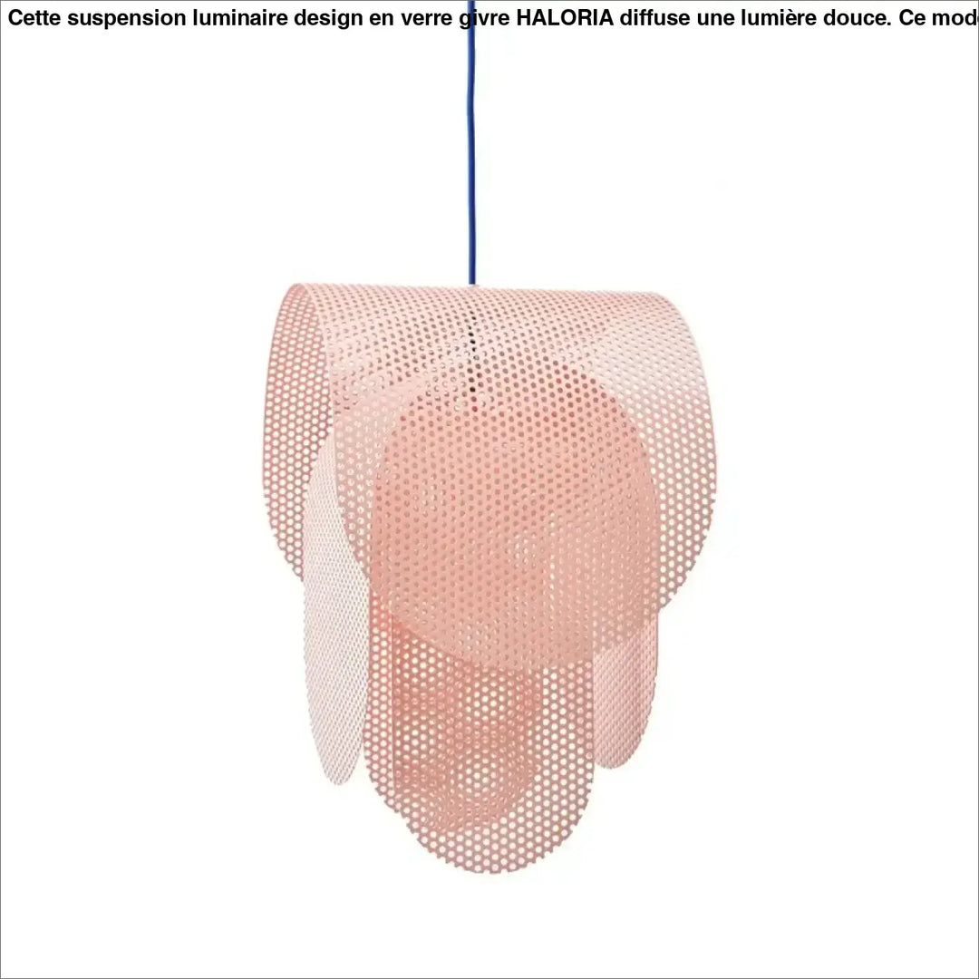Suspension luminaire rose effet grillage au style original