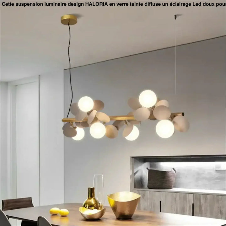Suspension luminaire orbellia dorée avec ampoules sphériques en verre blanc gris, design minimaliste pour salle à manger ampoule incluse