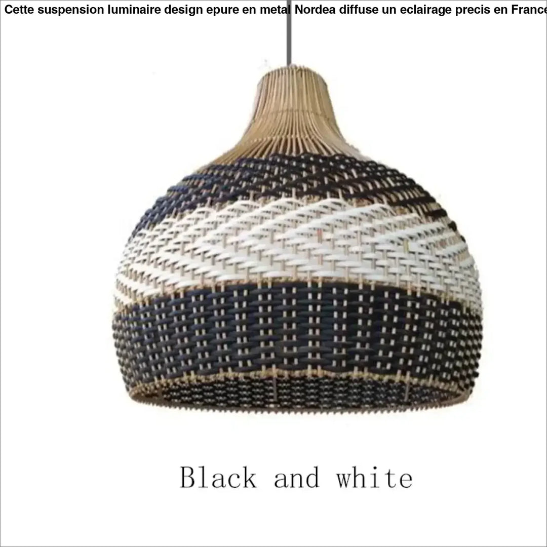 Luminaire noir et blanc en rotin design écologique et chic