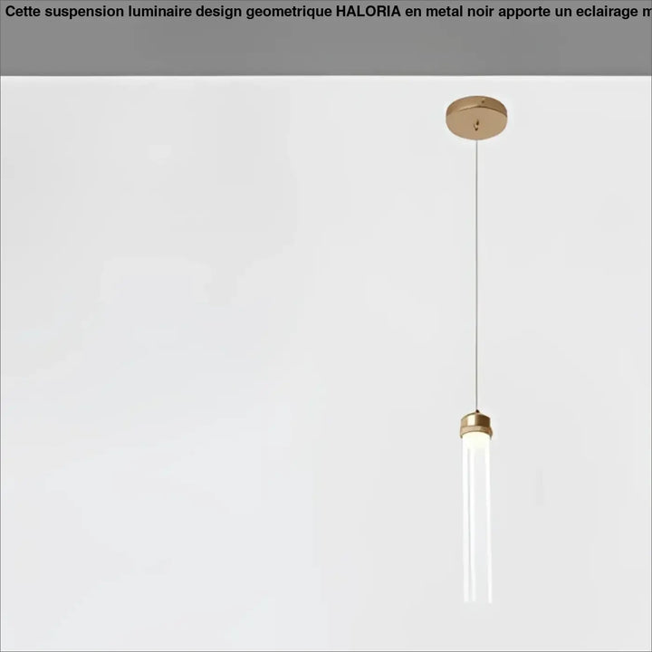 Suspension luminaire vibis minimaliste avec structure métal doré et tubes en verre transparent