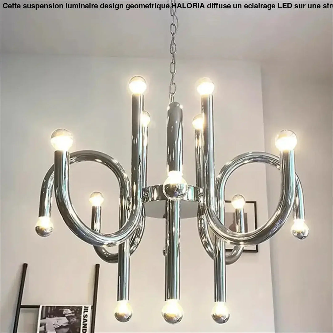 Suspension luminaire mercyl chromé en acier inoxydable avec bras courbés et ampoules sphériques compatible 90-260v