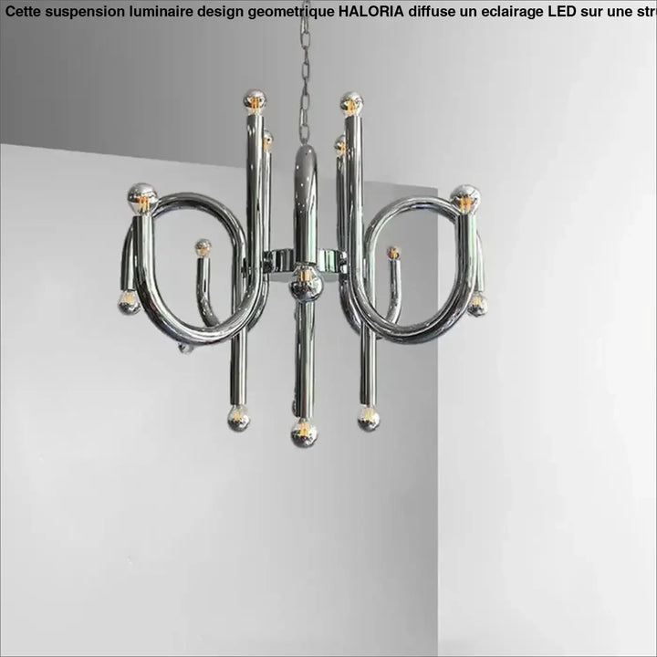 Suspension luminaire mercyl en acier inoxydable chrome avec bras courbés et lampes sphériques 90-260v moderne