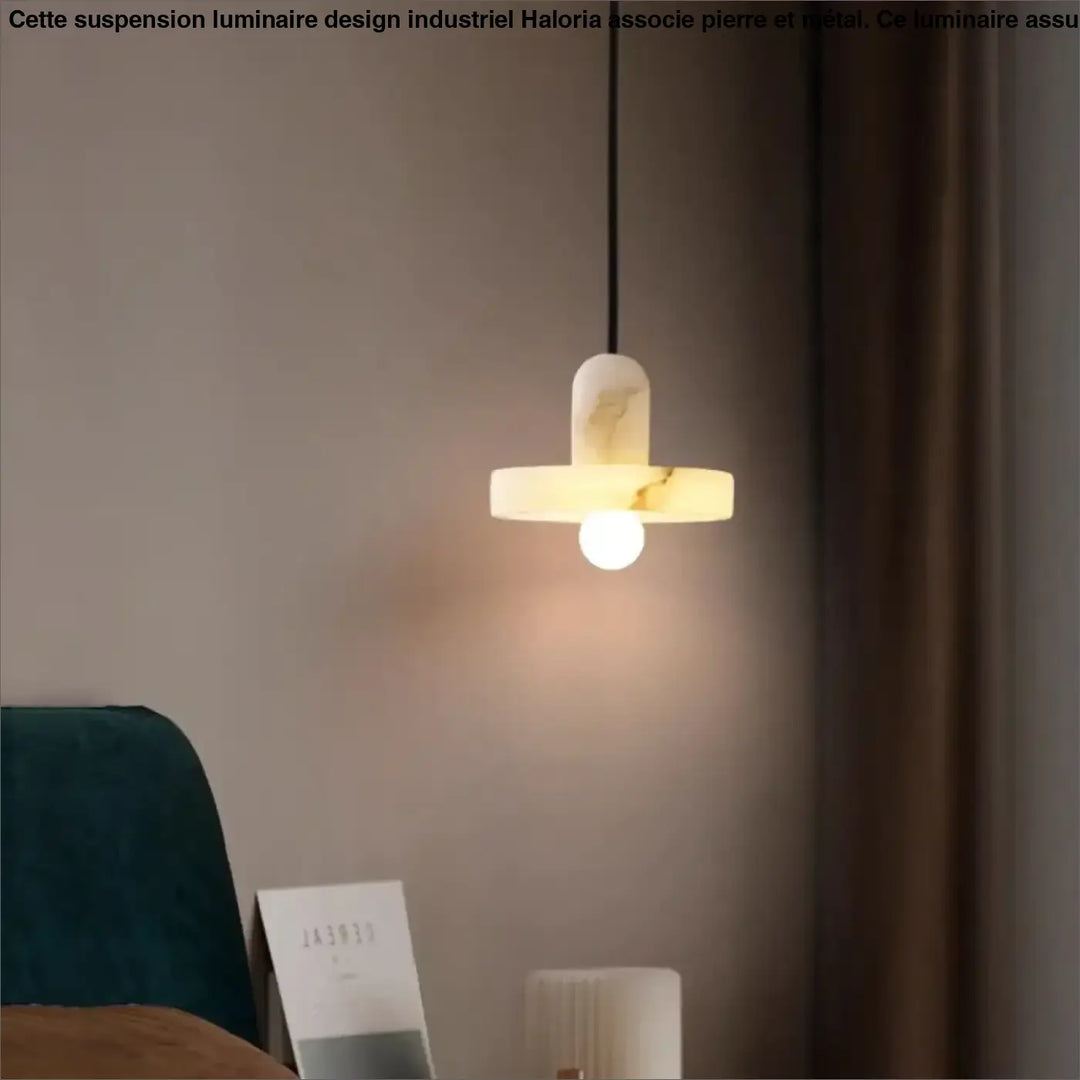 Suspension luminaire contemporaine en pierre marbrée design chic