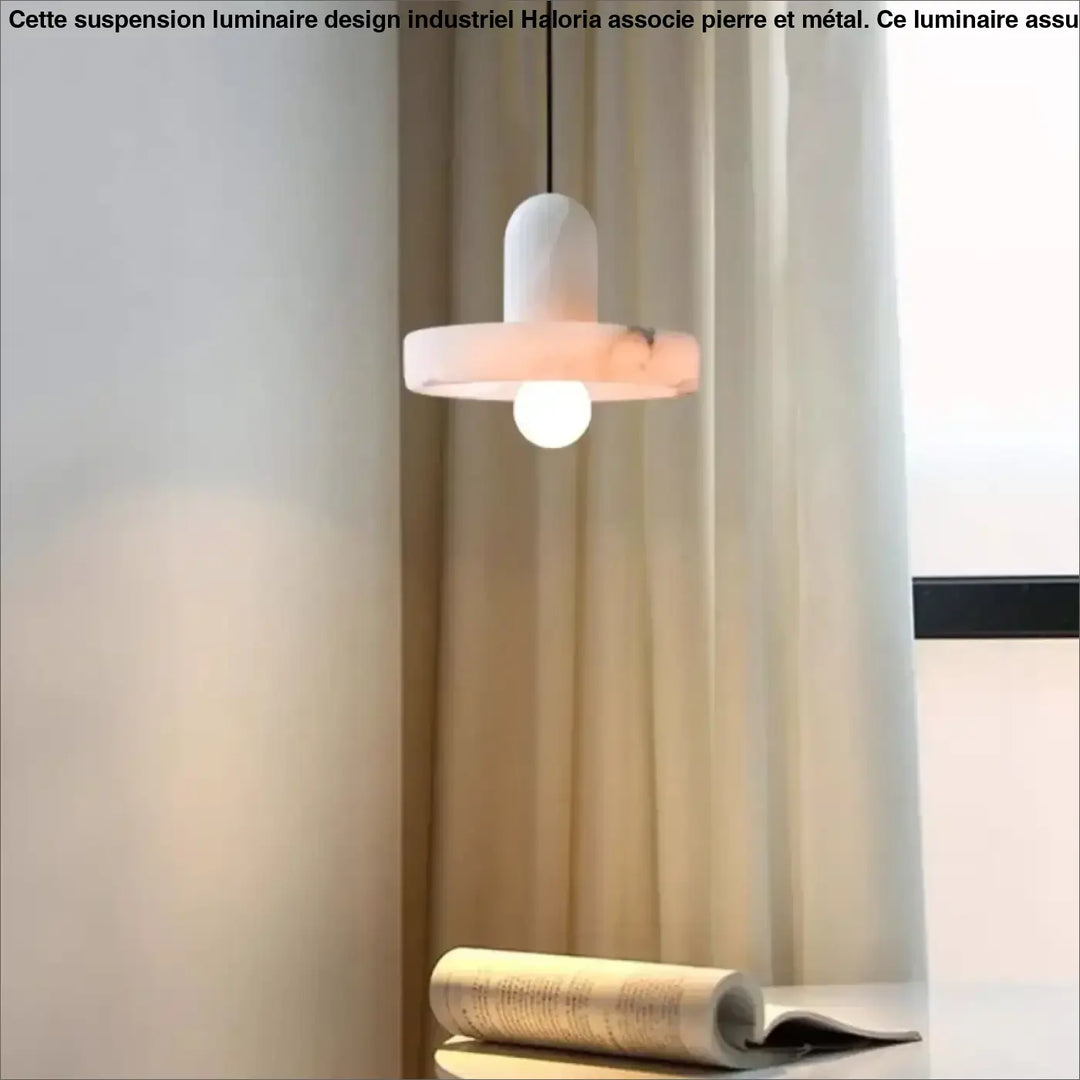 Suspension luminaire contemporaine en pierre marbrée design chic