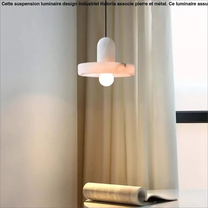 Suspension luminaire contemporaine en pierre marbrée design chic
