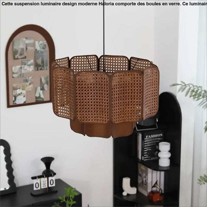 Suspension Rotin Tressé Design Naturel Style Bohème Élégant