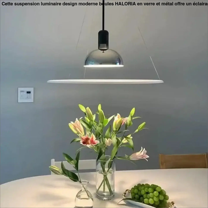 Suspension design moderne en métal chromé avec diffuseur blanc

