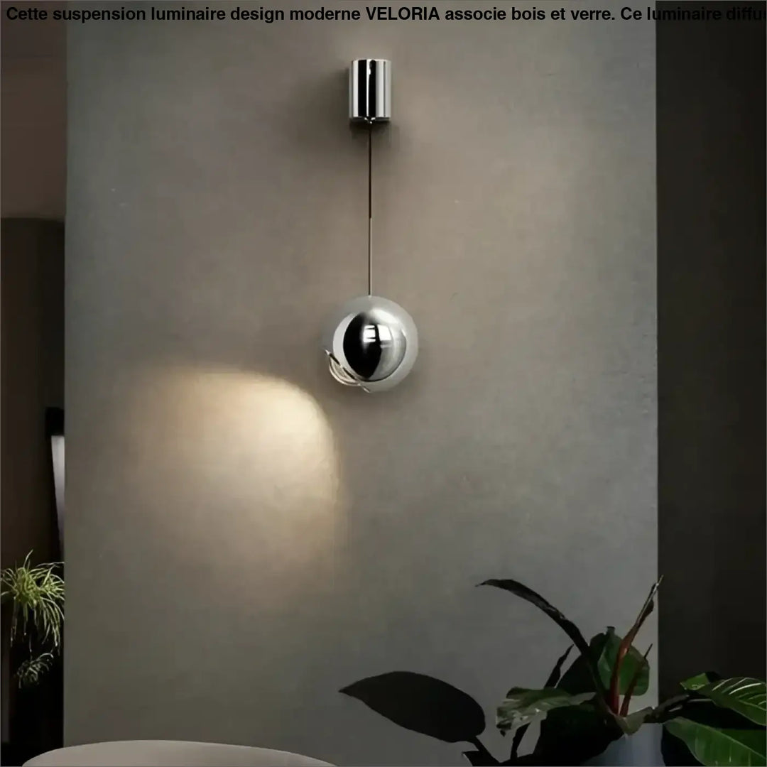 Applique murale boule métal noir orientable style moderne
