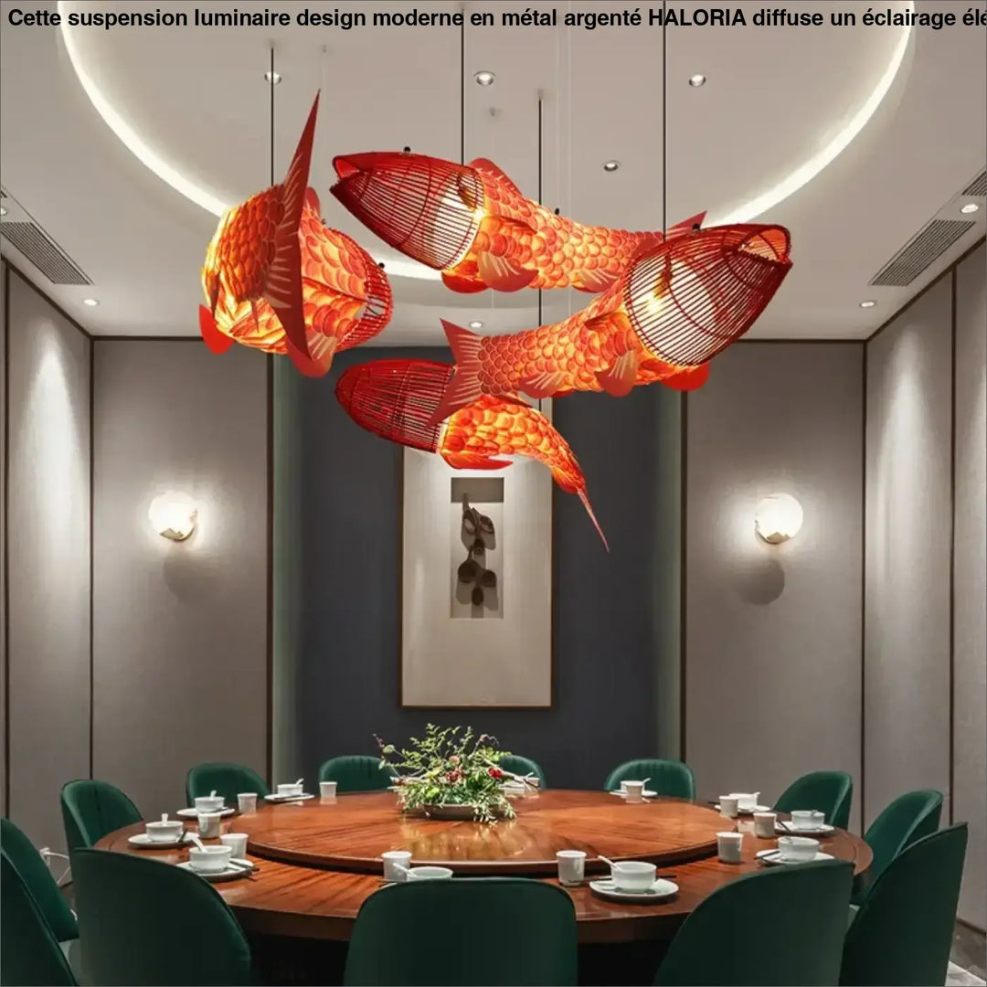 Suspension luminaire poisson design unique déco créative