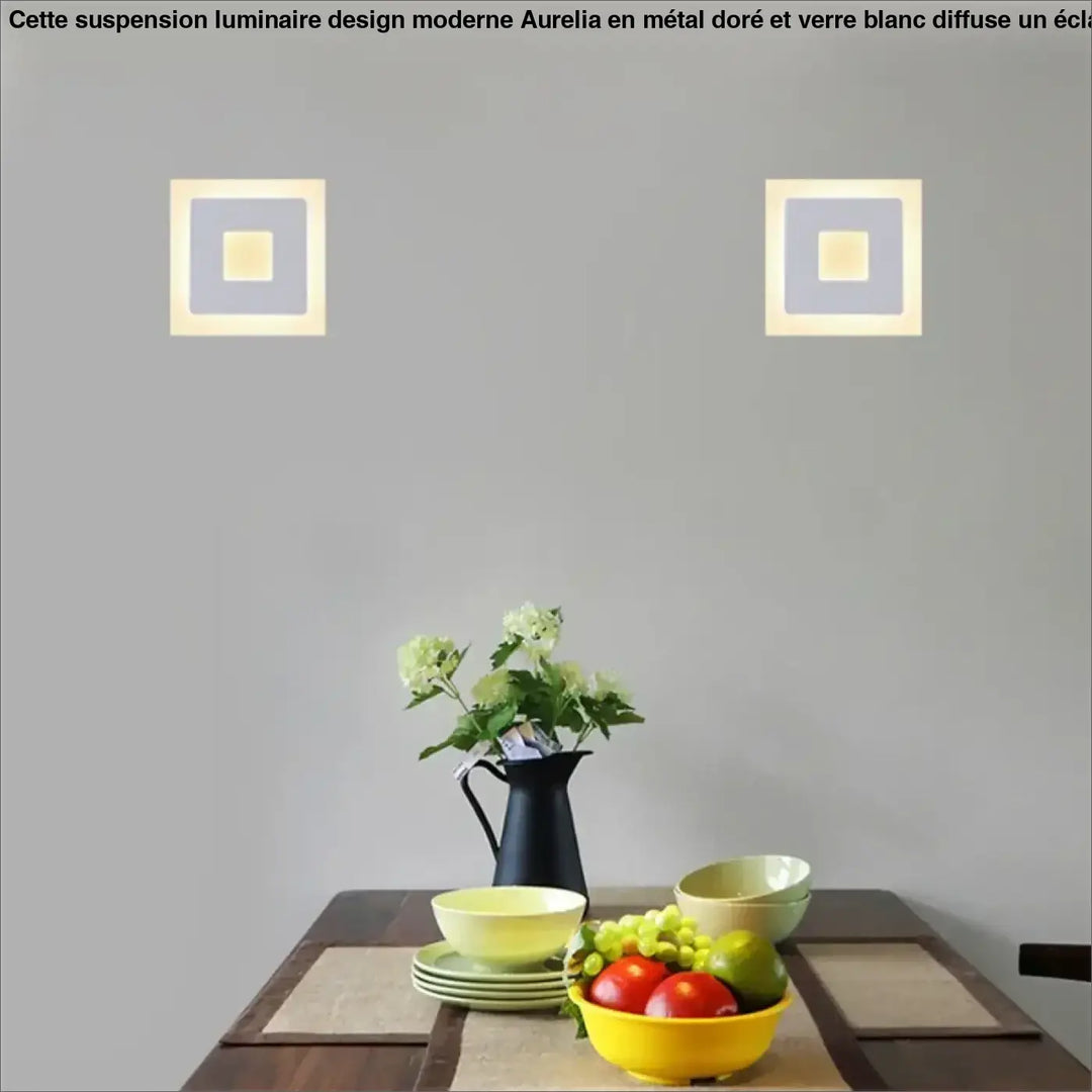 Applique Murale Moderne Led Design Carré Noir Pour Salon