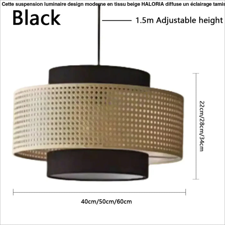 Suspension design naturelle rotin tressé et textile chic