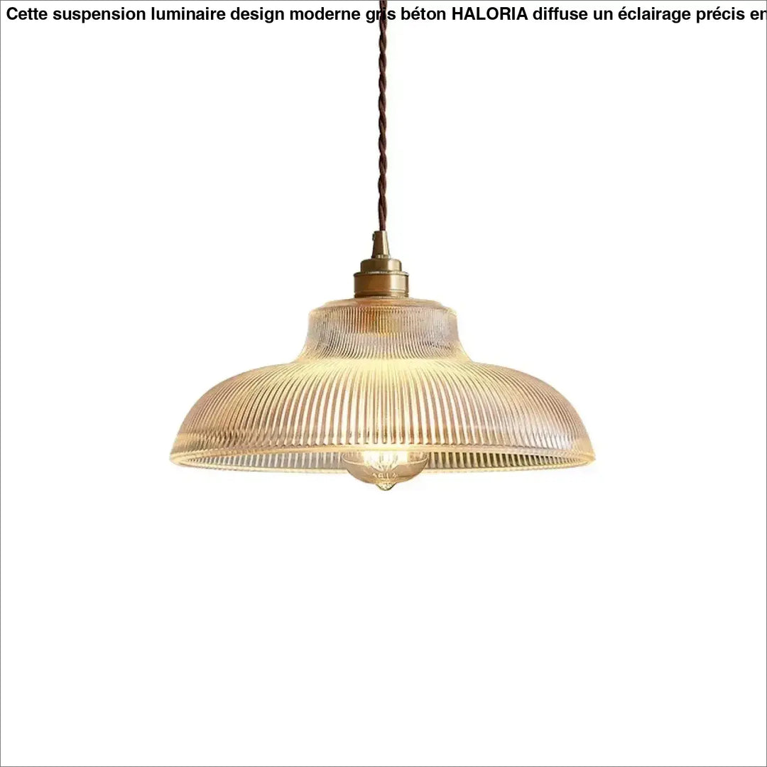 Suspension luminaire vintage verre transparent cannelé élégant