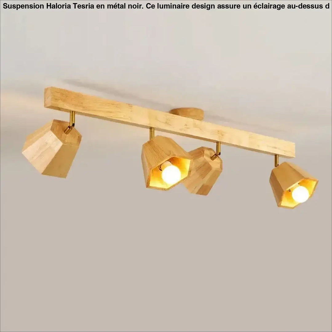 Suspension luminaire design moderne noir en metal avec spots ajustables au-dessus d’une table ou d’un coin salon