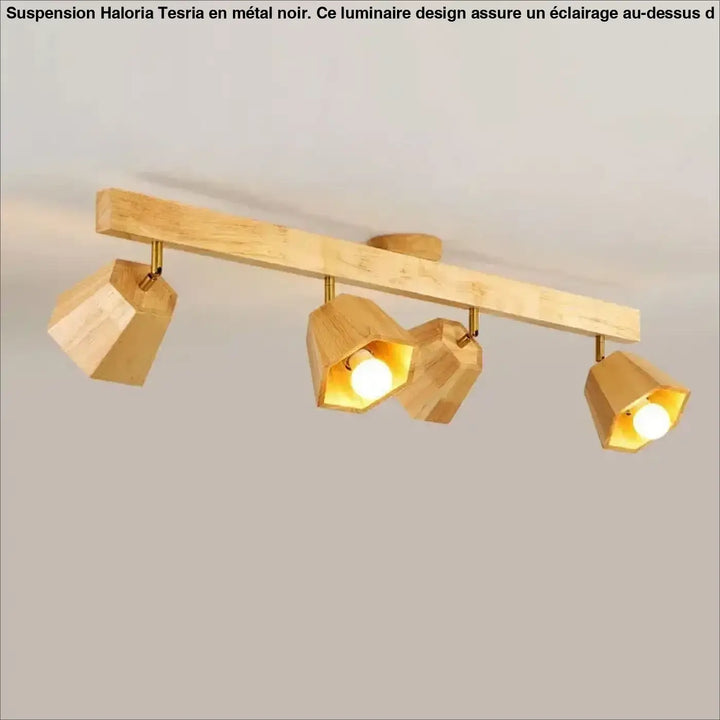 Suspension luminaire design moderne noir en metal avec spots ajustables au-dessus d’une table ou d’un coin salon