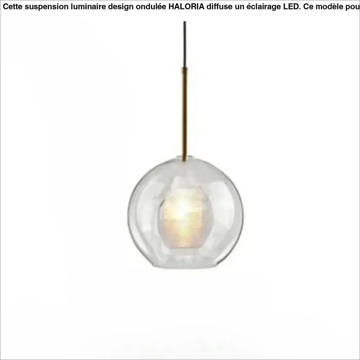 Clear glass globe suspension luminaire with brass-finished rod and black cord by zelor