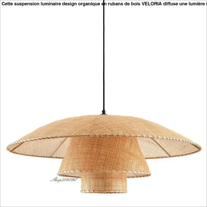 Plafonnier fleur en bois design naturel sculpté style beige
