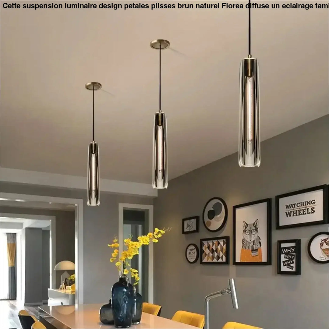 Suspension Luminaire Tube Verre Sculpté Élégant Design

