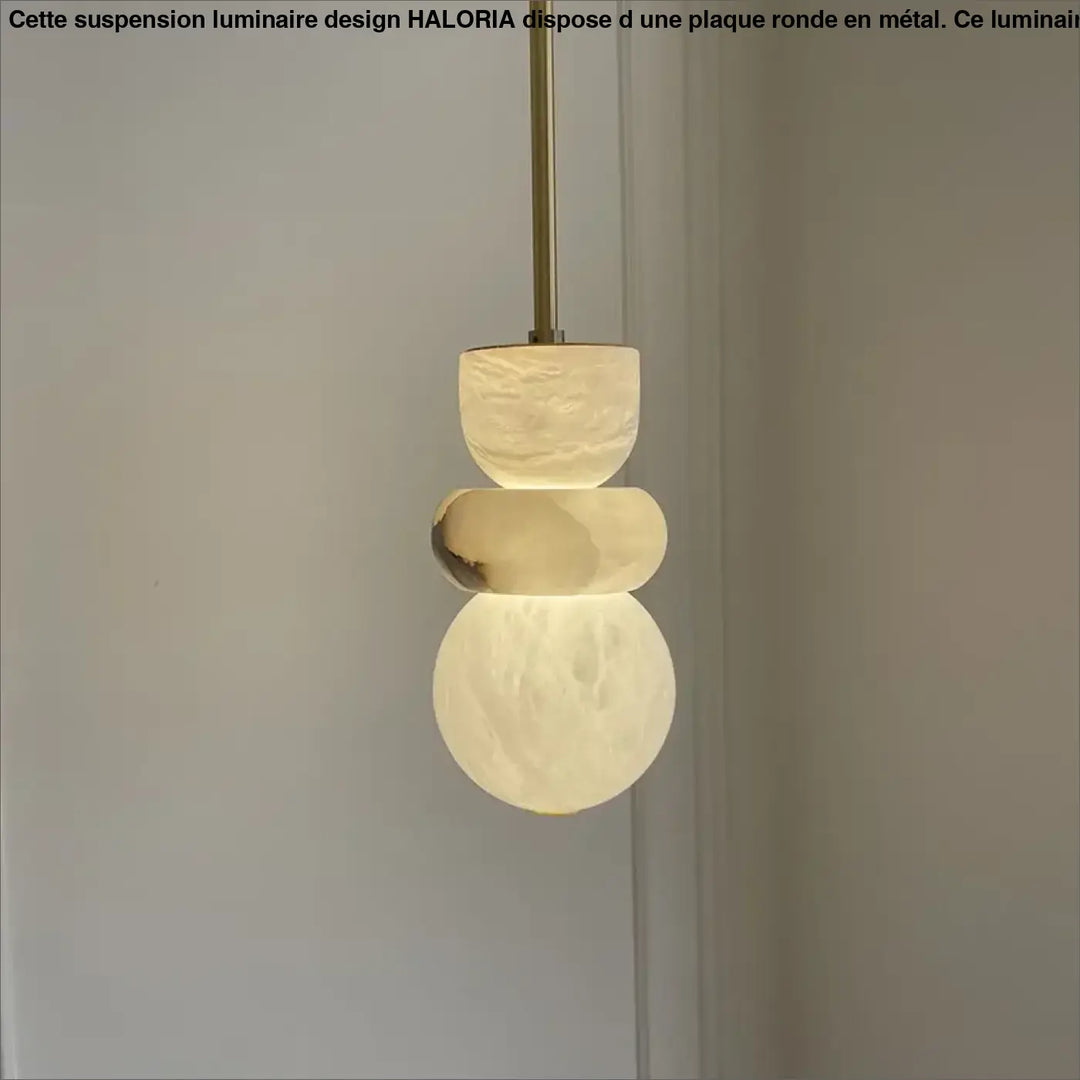 Suspension luminaire en verre effet marbre blanc design élégant
